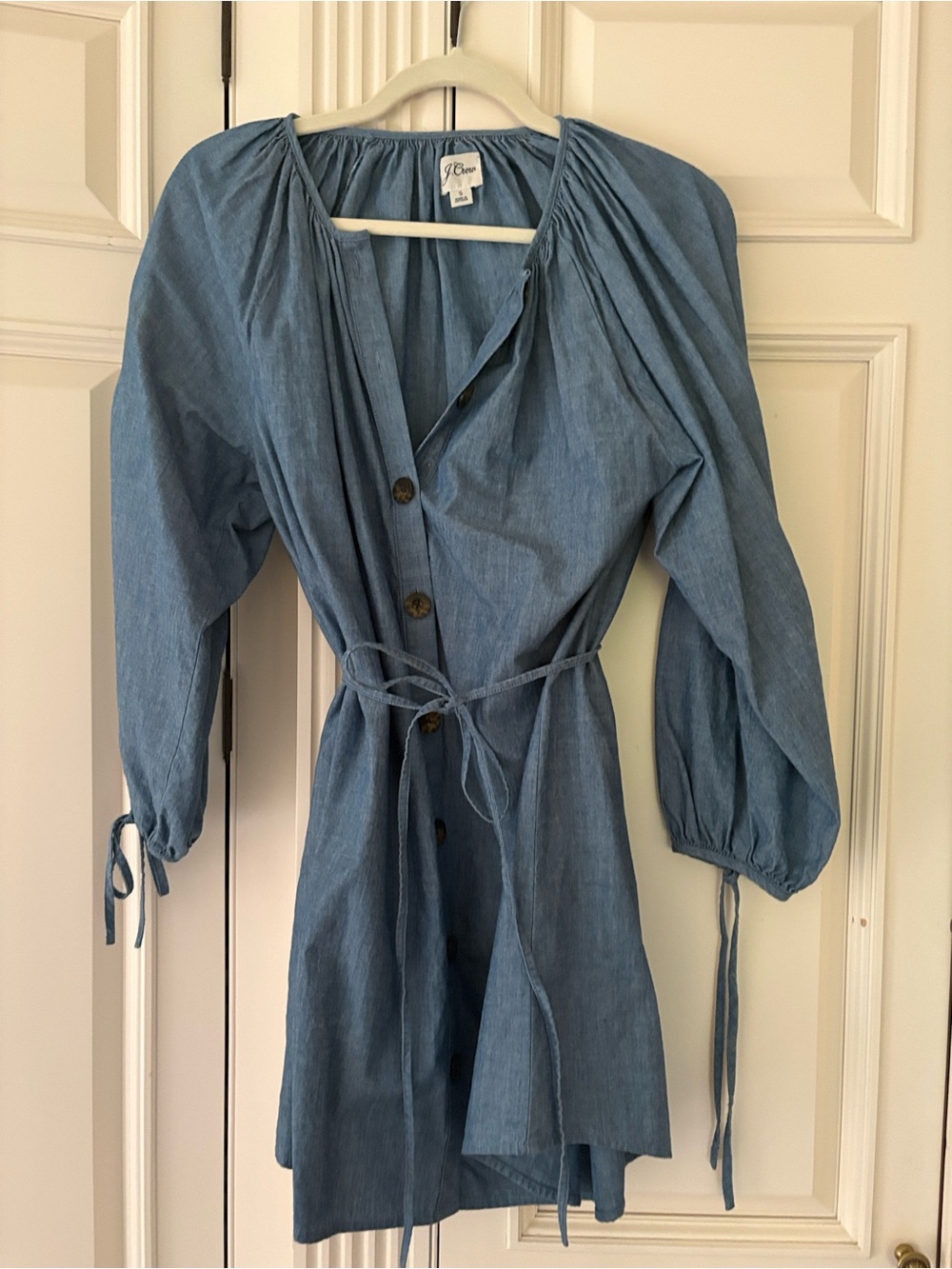 J. Crew Blue Chambray Button-Front Mini Dress